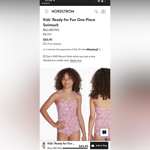 Billabong Kids' Ready for Fun One-Piece Swimsuit Size 4 - Picture 3 of 5